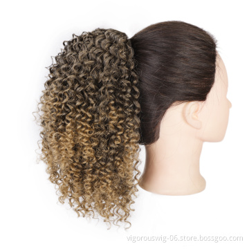 Vigorous Messy Hairpieces Afro Kinky Curly Hair Extension for Women Synthetic Short Drawstring Ponytail Hairpiece